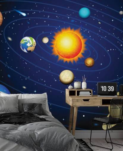 Colorful Solar System Wall Mural Wallpaper Colorful Solar System Wall Mural Wallpaper