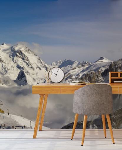 Courchevel Ski Hut on Mountain Wall Mural Courchevel Ski Hut on Mountain Wall Mural