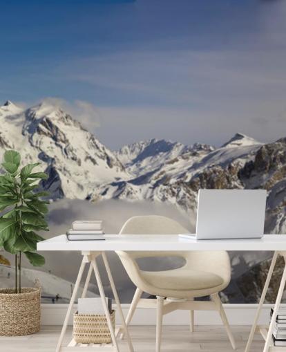 Cabana de esqui Courchevel no mural da parede da montanha Cabana de esqui Courchevel no mural da parede da montanha