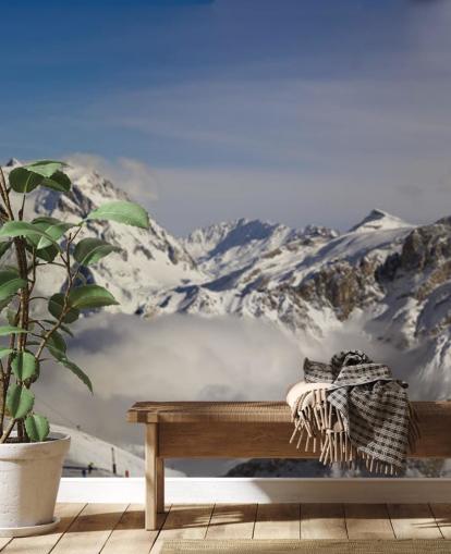 Courchevel Ski Hut på Mountain Vægmaleri Courchevel Ski Hut på Mountain Vægmaleri