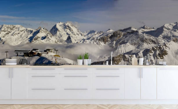 Courchevel Skihütte auf einem Berg Fototapete