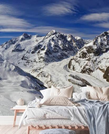 Snowy Mountains and Blue Skies Mural Snowy Mountains and Blue Skies Mural