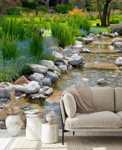 Jardim japonês relaxante com papel de parede Brook Jardim japonês relaxante com papel de parede Brook
