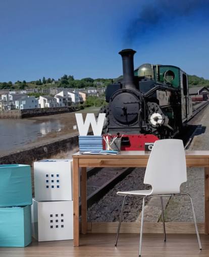 Green Steam Train by the Coast Wallpaper Green Steam Train by the Coast Wallpaper