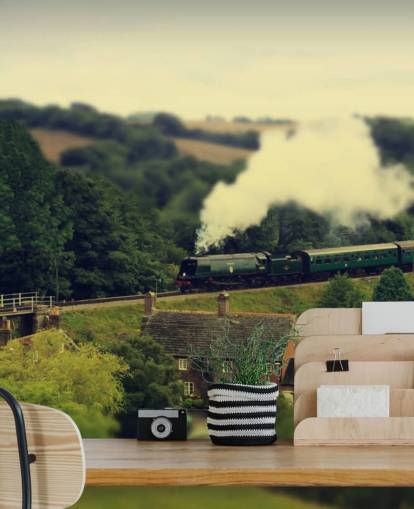 Stoomtrein in Countryside Wallpaper Stoomtrein in Countryside Wallpaper