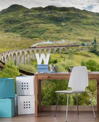 train wallpaper mural called Steam Train on Glenfinnan Viaduct for homes and offices train wallpaper mural called Steam Train on Glenfinnan Viaduct for homes and offices