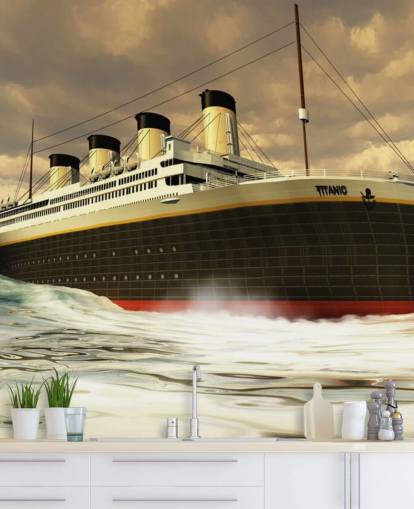 Papel de Parede Titanic Ship on Rough Sea Papel de Parede Titanic Ship on Rough Sea