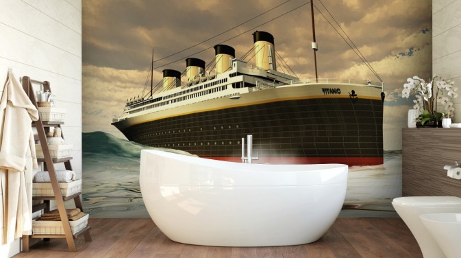 Titanic Ship on Rough Sea Wallpaper