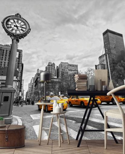 carta da parati new york in bianco e nero con taxi gialli carta da parati new york in bianco e nero con taxi gialli