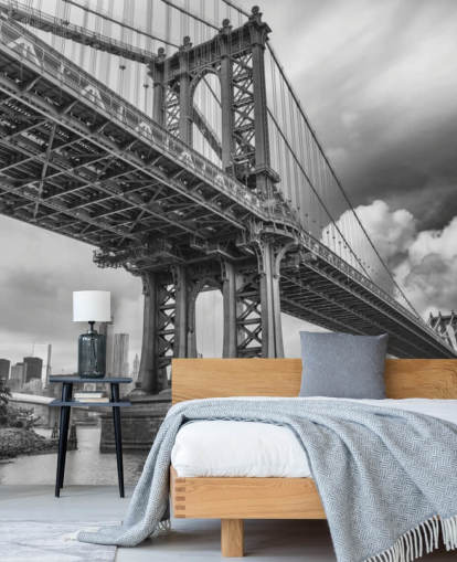 Decorazione murale con ponte di Brooklyn in bianco e nero Decorazione murale con ponte di Brooklyn in bianco e nero