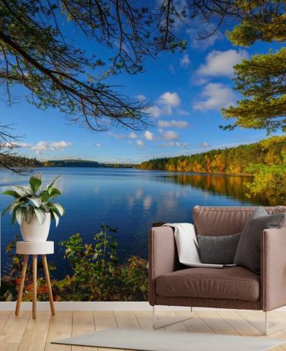 Wunderschönes Wandgemälde am See des Waldes Wunderschönes Wandgemälde am See des Waldes