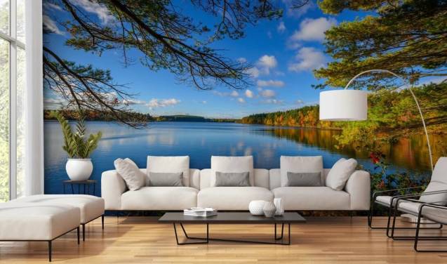 Beautiful Lake Side of Forest Wall Mural