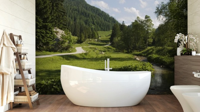 Bavarian Forest and River Wallpaper