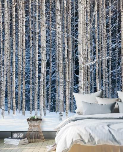 winter forest wallpaper mural called Snowy Birch Forest for bedrooms winter forest wallpaper mural called Snowy Birch Forest for bedrooms