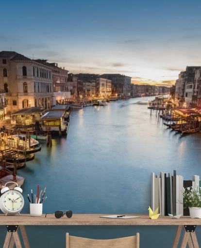 en kanal i Venedig på natten tapeter en kanal i Venedig på natten tapeter