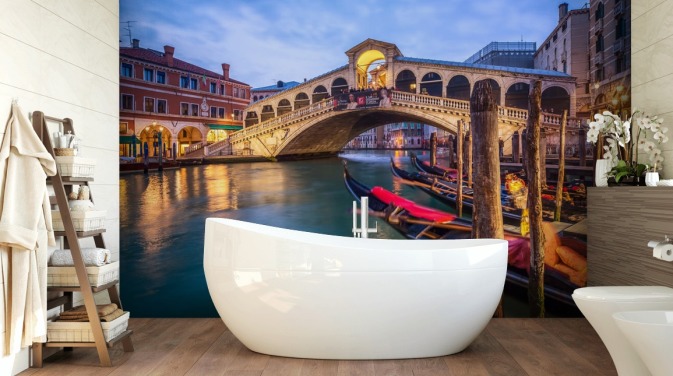 venetianska bron på natten tapeter