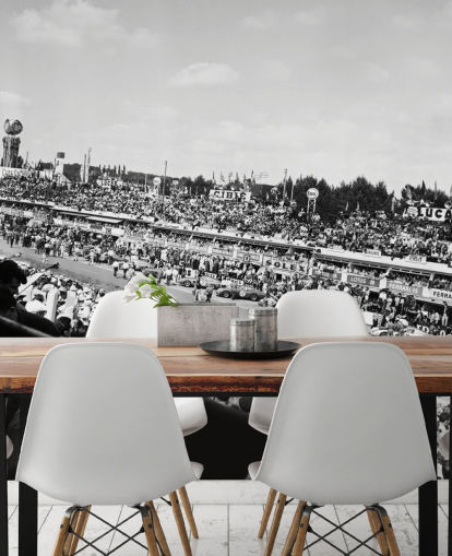 svartvit anpassningsbar bilracing tapet väggmålning kallad GT Cars Le Mans 24 Hour Race (1963) för sovrum, kontor och företag svartvit anpassningsbar bilracing tapet väggmålning kallad GT Cars Le Mans 24 Hour Race (1963) för sovrum, kontor och företag