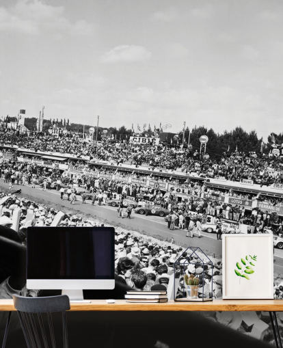 black and white customisable car racing wallpaper mural called GT Cars Le Mans 24 Hour Race (1963) for bedrooms, offices and businesses black and white customisable car racing wallpaper mural called GT Cars Le Mans 24 Hour Race (1963) for bedrooms, offices and businesses