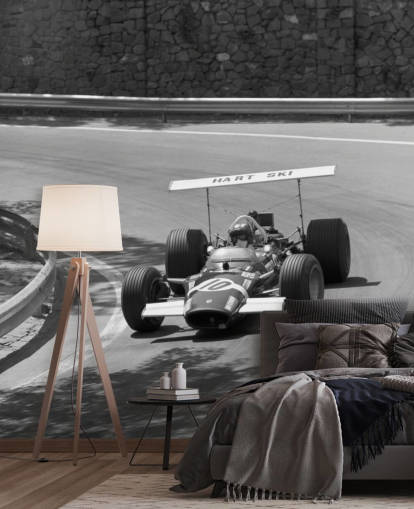 Mural de pared Coche de carreras vintage en pista Mural de pared Coche de carreras vintage en pista