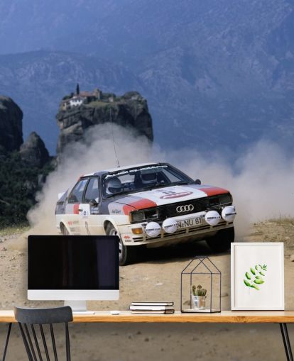 Race Car on Dust Track Wallpaper Mural Race Car on Dust Track Wallpaper Mural