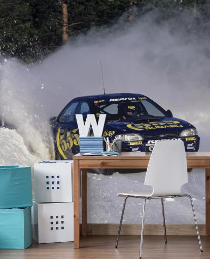 Autourheilu lumessa seinämaalaus Autourheilu lumessa seinämaalaus