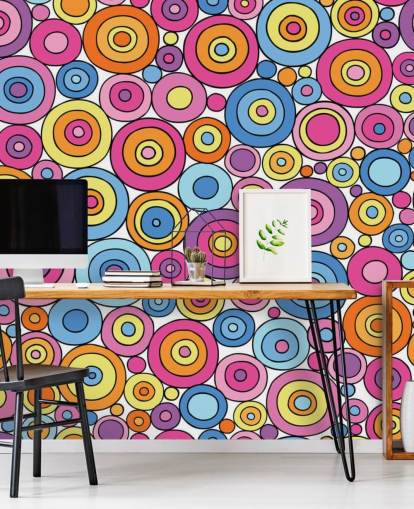 Vaaleanpunainen violetti sininen ja oranssi ympyrä kuvio taustakuva Vaaleanpunainen violetti sininen ja oranssi ympyrä kuvio taustakuva