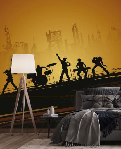 Rock Band Silhouette Bakgrund Rock Band Silhouette Bakgrund