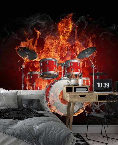 carta da parati drum kit on fire carta da parati drum kit on fire