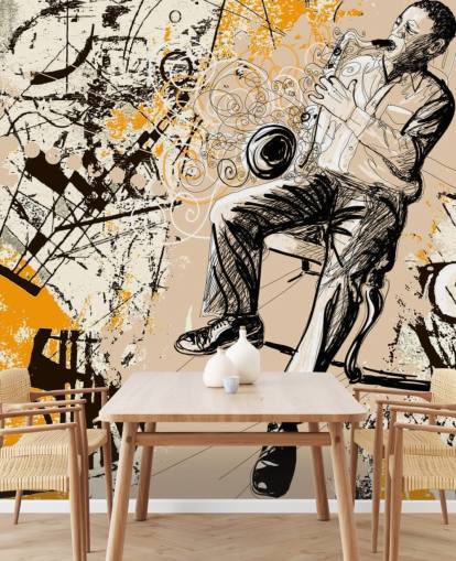 Jazz Player Art Behang Jazz Player Art Behang