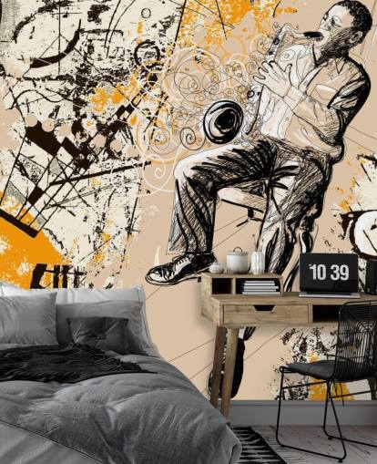 Papel de Parede Jazz Player Art Papel de Parede Jazz Player Art
