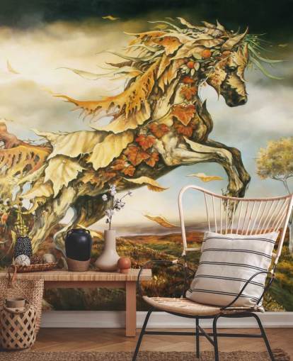 Autumn Horse made from Leaves Mural Autumn Horse made from Leaves Mural