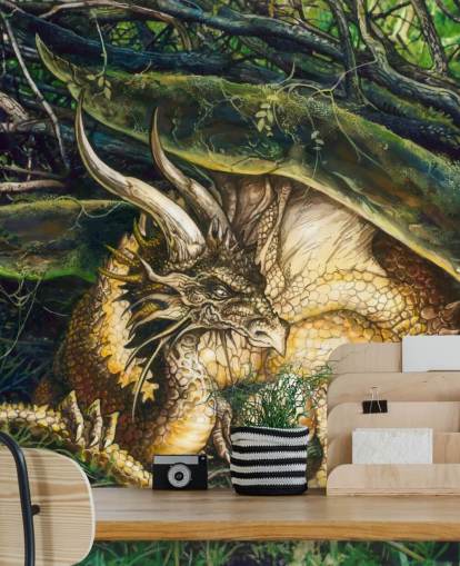 Papier peint Dragon au repos dans la forêt Papier peint Dragon au repos dans la forêt