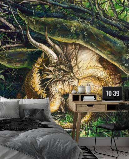 Papel de parede Dragon Resting in Forest Papel de parede Dragon Resting in Forest