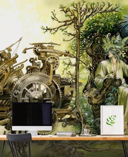 Fantasy Forest King on Throne Wallpaper Fantasy Forest King on Throne Wallpaper