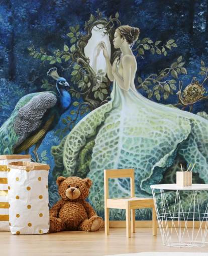 Papier Peint Robe Chou Dame et Paon Papier Peint Robe Chou Dame et Paon