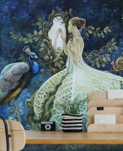 Kål Kjole Lady og Peacock Bakgrunn Kål Kjole Lady og Peacock Bakgrunn