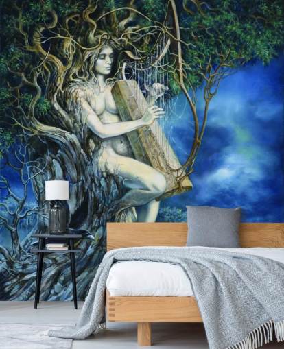 Tree Woman Playing Harp Wallpaper Tree Woman Playing Harp Wallpaper