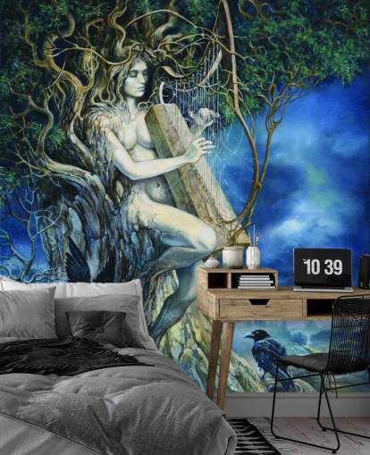 Tree Woman Playing Harp Wallpaper Tree Woman Playing Harp Wallpaper