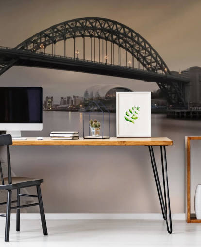 papel pintado de Newcastle personalizable en blanco y negro llamado Tyne Bridge para oficinas, dormitorios y negocios papel pintado de Newcastle personalizable en blanco y negro llamado Tyne Bridge para oficinas, dormitorios y negocios
