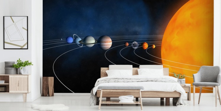 educational planet wallpaper mural called Complete Solar System for kids bedrooms and schools