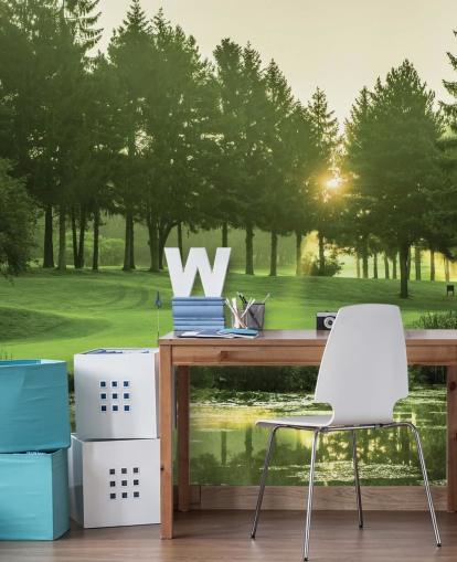 Golfplatz-Tapete bei Sonnenuntergang Golfplatz-Tapete bei Sonnenuntergang