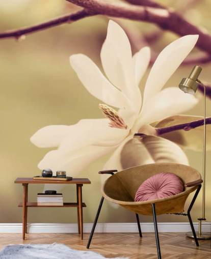 Open witte magnolia bloem behang Open witte magnolia bloem behang