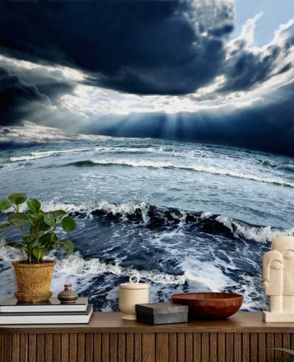 Stormy Blue Ocean Sky and Waves Wallpaper Stormy Blue Ocean Sky and Waves Wallpaper