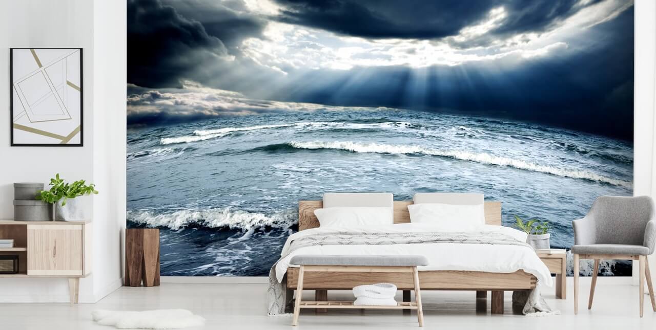 Stormy Blue Ocean Sky and Waves Wallpaper Stormy Blue Ocean Sky and Waves Wallpaper