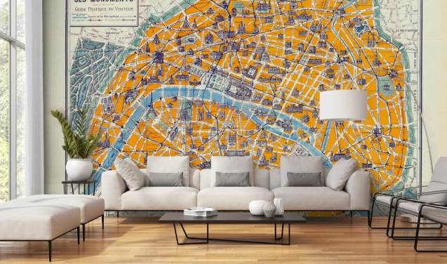 Orange Map of Paris Wallpaper