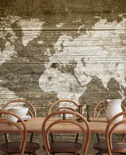 Map Painted onto Wood Panels Wallpaper Map Painted onto Wood Panels Wallpaper