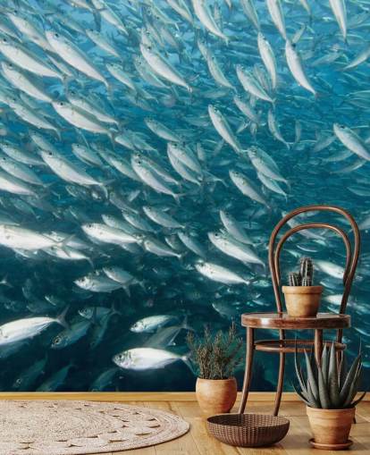 Papel de Parede Escola de Peixe Cinzento Papel de Parede Escola de Peixe Cinzento