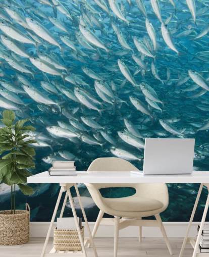 Skole af Grå Fisk Baggrund Skole af Grå Fisk Baggrund