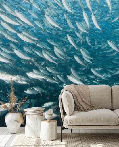 School of Grey Fish Behang School of Grey Fish Behang