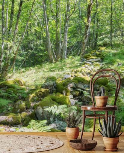 Grön Spring Forest väggmålning Grön Spring Forest väggmålning